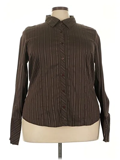 Pre-owned Lane Bryant Outlet Long Sleeve Blouse In Brown