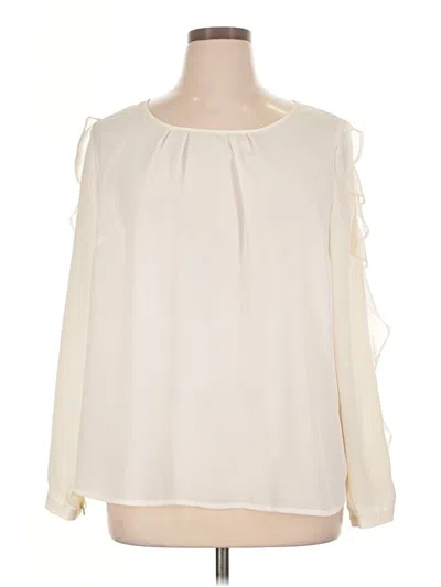 Pre-owned Lane Bryant Outlet Long Sleeve Blouse In Ivory