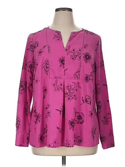 Pre-owned Lane Bryant Outlet Long Sleeve Blouse In Pink