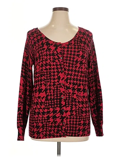 Pre-owned Lane Bryant Outlet Long Sleeve Blouse In Red
