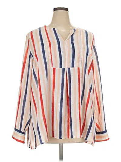 Pre-owned Lane Bryant Outlet Long Sleeve Henley Shirt In Orange