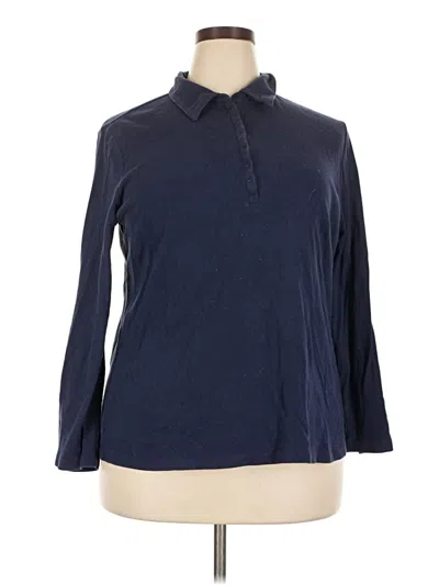 Pre-owned Lane Bryant Outlet Long Sleeve Polo Shirt In Blue