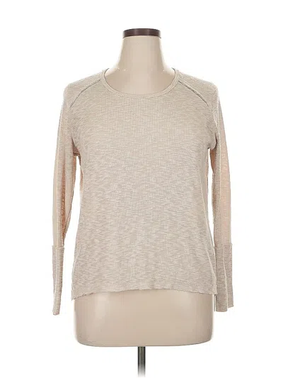 Pre-owned Lane Bryant Outlet Long Sleeve Top Tan Crew Neck Tops In Brown