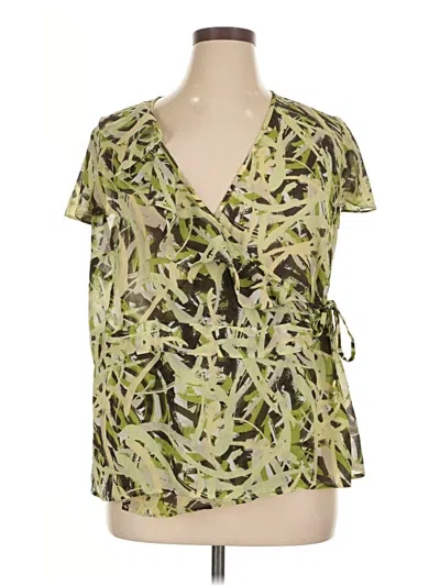 Pre-owned Lane Bryant Outlet Short Sleeve Blouse In Green