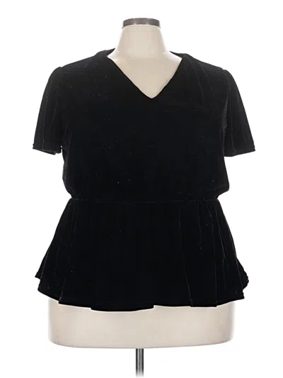 Pre-owned Lane Bryant Outlet Short Sleeve Top Black V-neck Tops