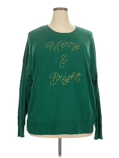 Pre-owned Lane Bryant Pullover Sweater In Green