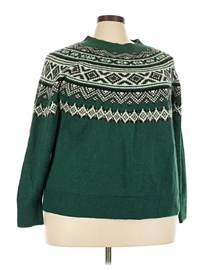 Pre-owned Lane Bryant Pullover Sweater In Green