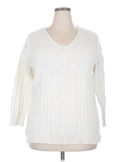 Pre-owned Lane Bryant Pullover Sweater In White