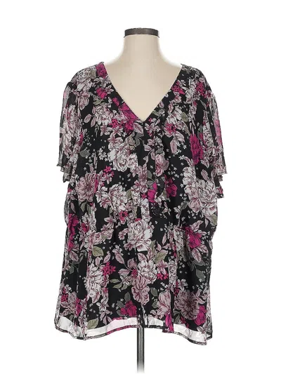 Pre-owned Lane Bryant Short Sleeve Blouse In Black