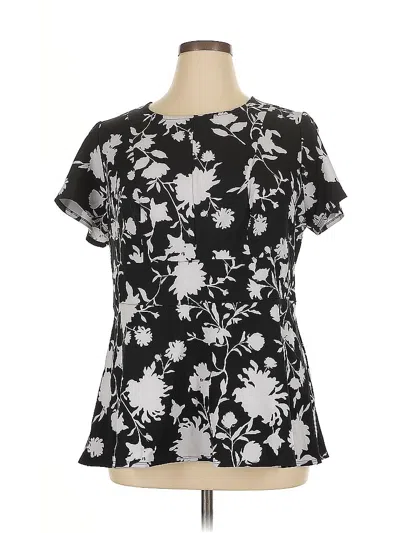 Pre-owned Lane Bryant Short Sleeve Blouse In Black