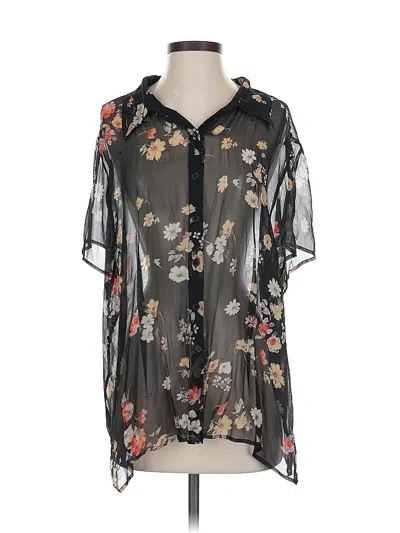 Pre-owned Lane Bryant Short Sleeve Blouse In Black