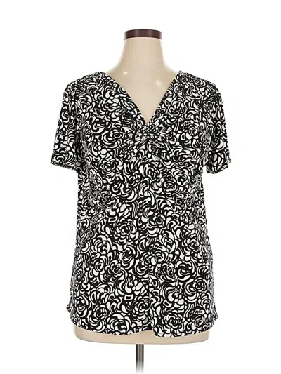 Pre-owned Lane Bryant Short Sleeve Blouse In Black