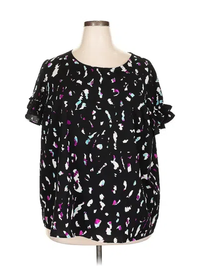 Pre-owned Lane Bryant Short Sleeve Blouse In Black