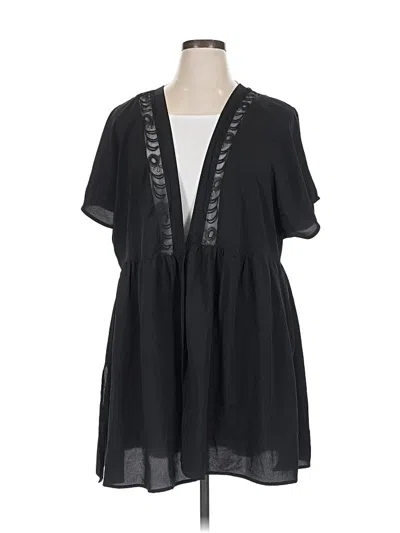 Pre-owned Lane Bryant Short Sleeve Blouse In Black