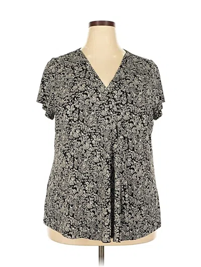 Pre-owned Lane Bryant Short Sleeve Blouse In Black