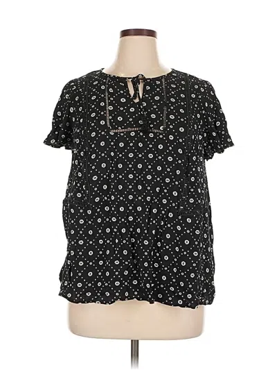 Pre-owned Lane Bryant Short Sleeve Blouse In Black