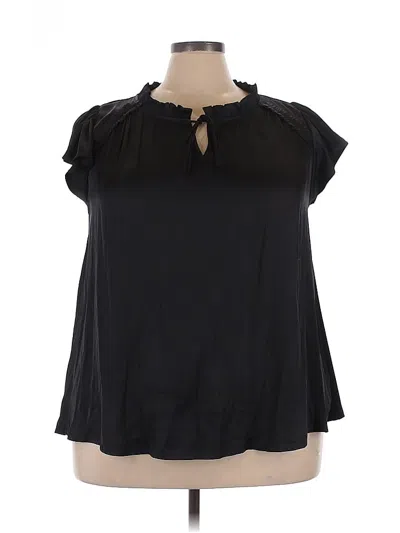Pre-owned Lane Bryant Short Sleeve Blouse In Black