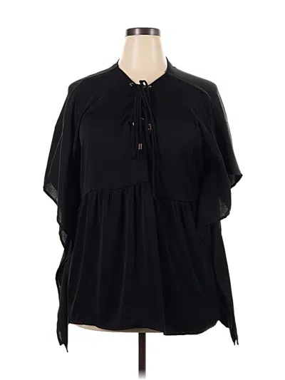 Pre-owned Lane Bryant Short Sleeve Blouse In Black