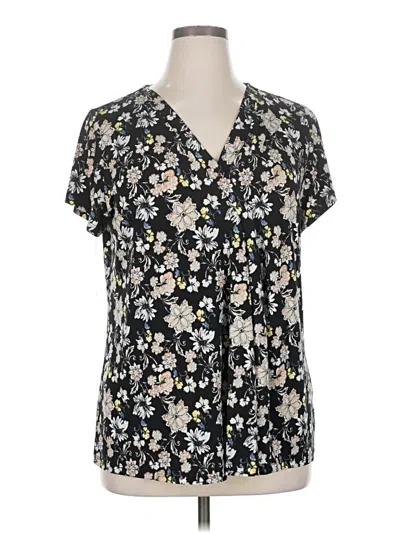 Pre-owned Lane Bryant Short Sleeve Blouse In Black