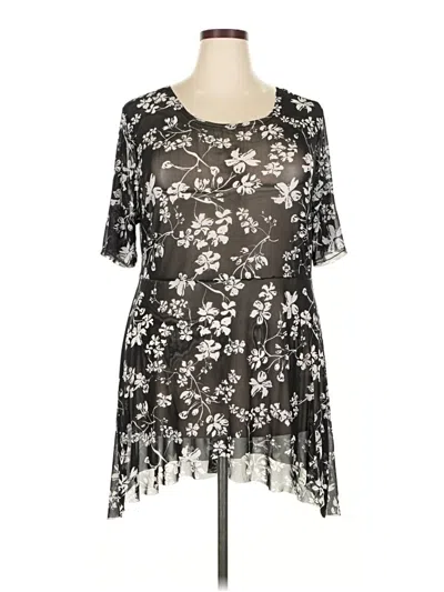 Pre-owned Lane Bryant Short Sleeve Blouse In Black