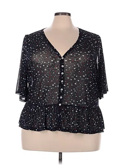 Pre-owned Lane Bryant Short Sleeve Blouse In Black