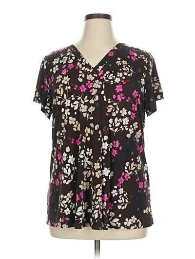 Pre-owned Lane Bryant Short Sleeve Blouse In Black