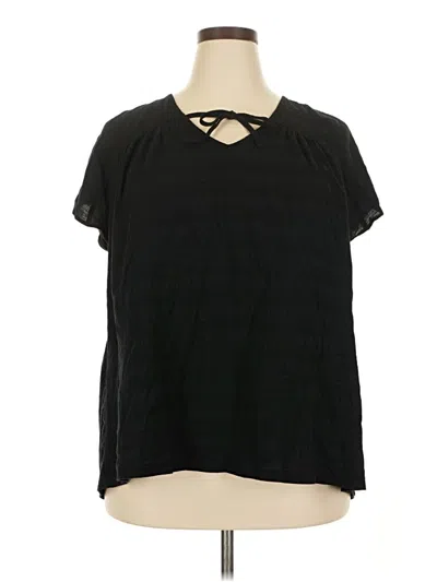 Pre-owned Lane Bryant Short Sleeve Blouse In Black