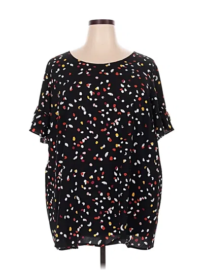 Pre-owned Lane Bryant Short Sleeve Blouse In Black