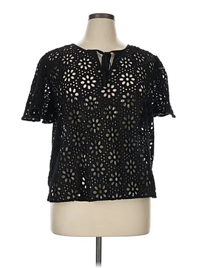 Pre-owned Lane Bryant Short Sleeve Blouse In Black