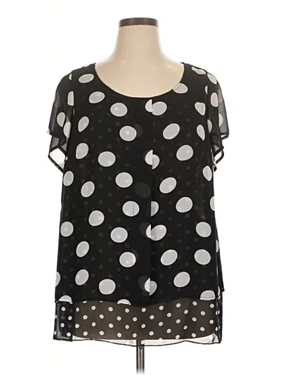 Pre-owned Lane Bryant Short Sleeve Blouse In Black