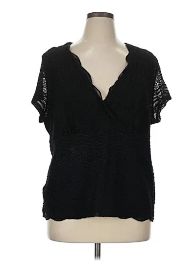 Pre-owned Lane Bryant Short Sleeve Blouse In Black