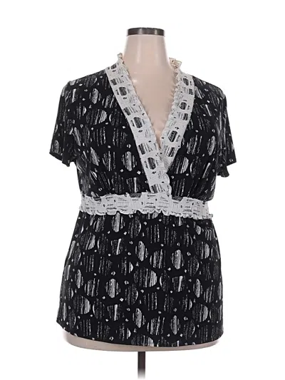 Pre-owned Lane Bryant Short Sleeve Blouse In Black
