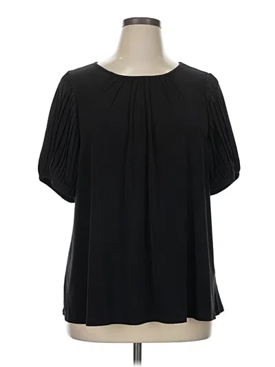 Pre-owned Lane Bryant Short Sleeve Blouse In Black