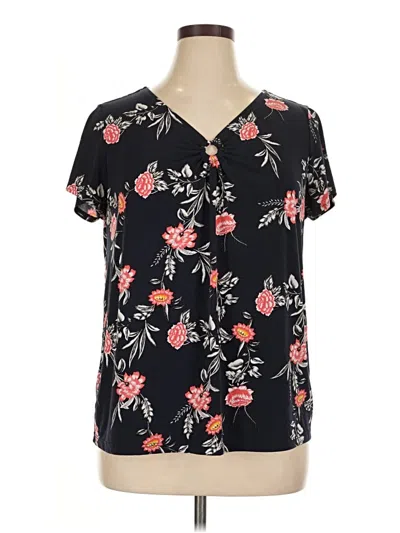 Pre-owned Lane Bryant Short Sleeve Blouse In Black