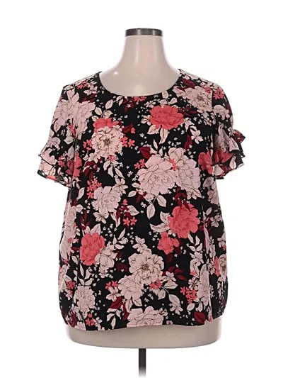 Pre-owned Lane Bryant Short Sleeve Blouse In Black