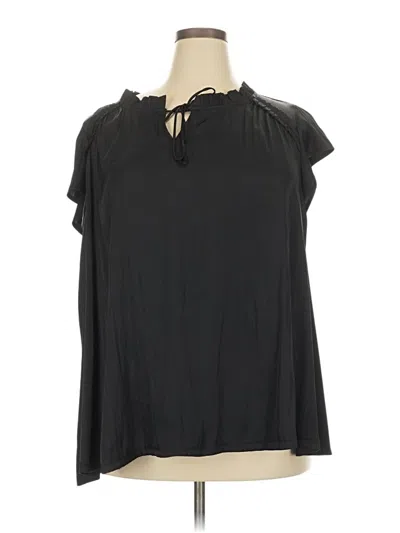 Pre-owned Lane Bryant Short Sleeve Blouse In Black