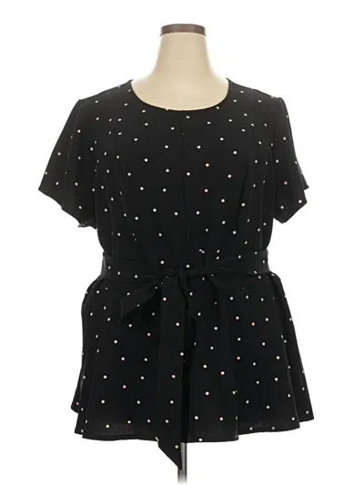 Pre-owned Lane Bryant Short Sleeve Blouse In Black
