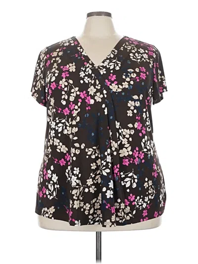 Pre-owned Lane Bryant Short Sleeve Blouse In Black
