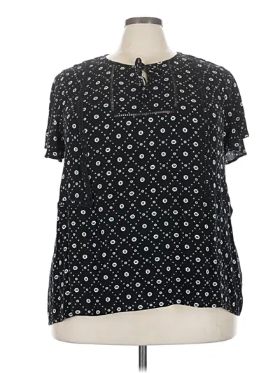 Pre-owned Lane Bryant Short Sleeve Blouse In Black