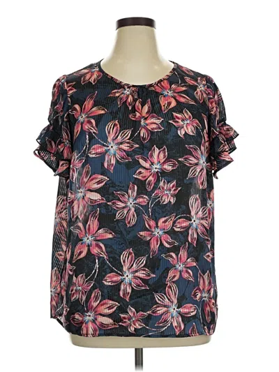 Pre-owned Lane Bryant Short Sleeve Blouse In Black