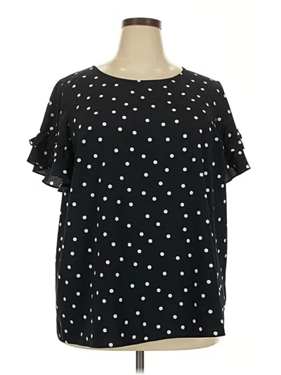 Pre-owned Lane Bryant Short Sleeve Blouse In Black
