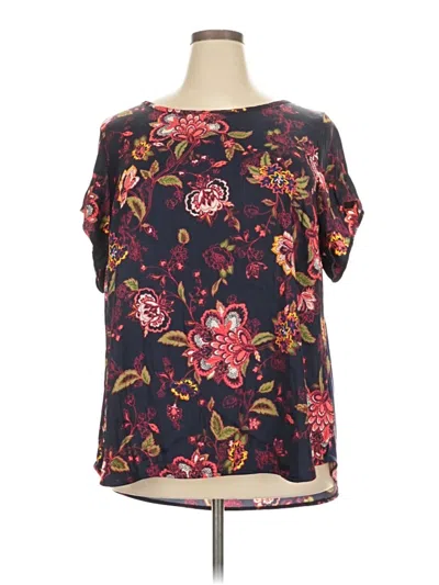 Pre-owned Lane Bryant Short Sleeve Blouse In Black