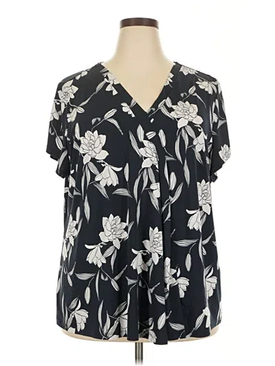 Pre-owned Lane Bryant Short Sleeve Blouse In Black