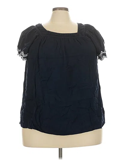 Pre-owned Lane Bryant Short Sleeve Blouse In Black