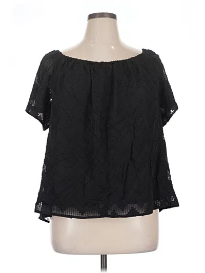 Pre-owned Lane Bryant Short Sleeve Blouse In Black