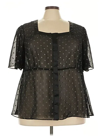Pre-owned Lane Bryant Short Sleeve Blouse In Black