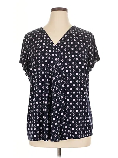 Pre-owned Lane Bryant Short Sleeve Blouse In Black