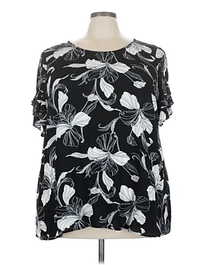 Pre-owned Lane Bryant Short Sleeve Blouse In Black