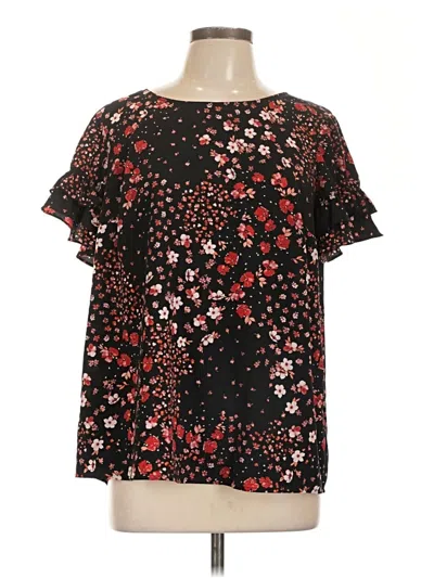 Pre-owned Lane Bryant Short Sleeve Blouse In Black