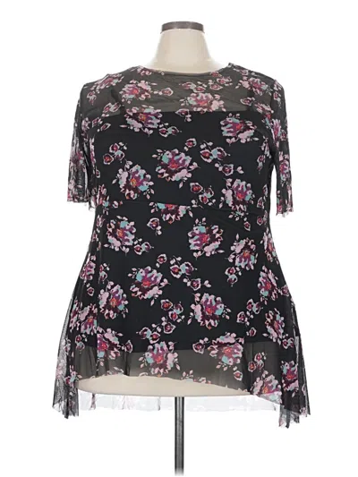 Pre-owned Lane Bryant Short Sleeve Blouse In Black